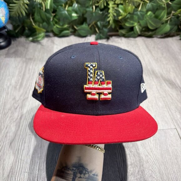 New Era Los Angeles Dodgers USA Flag Fitted 7 3/4 MLB Snapback Baseball Hat Cap main image 7